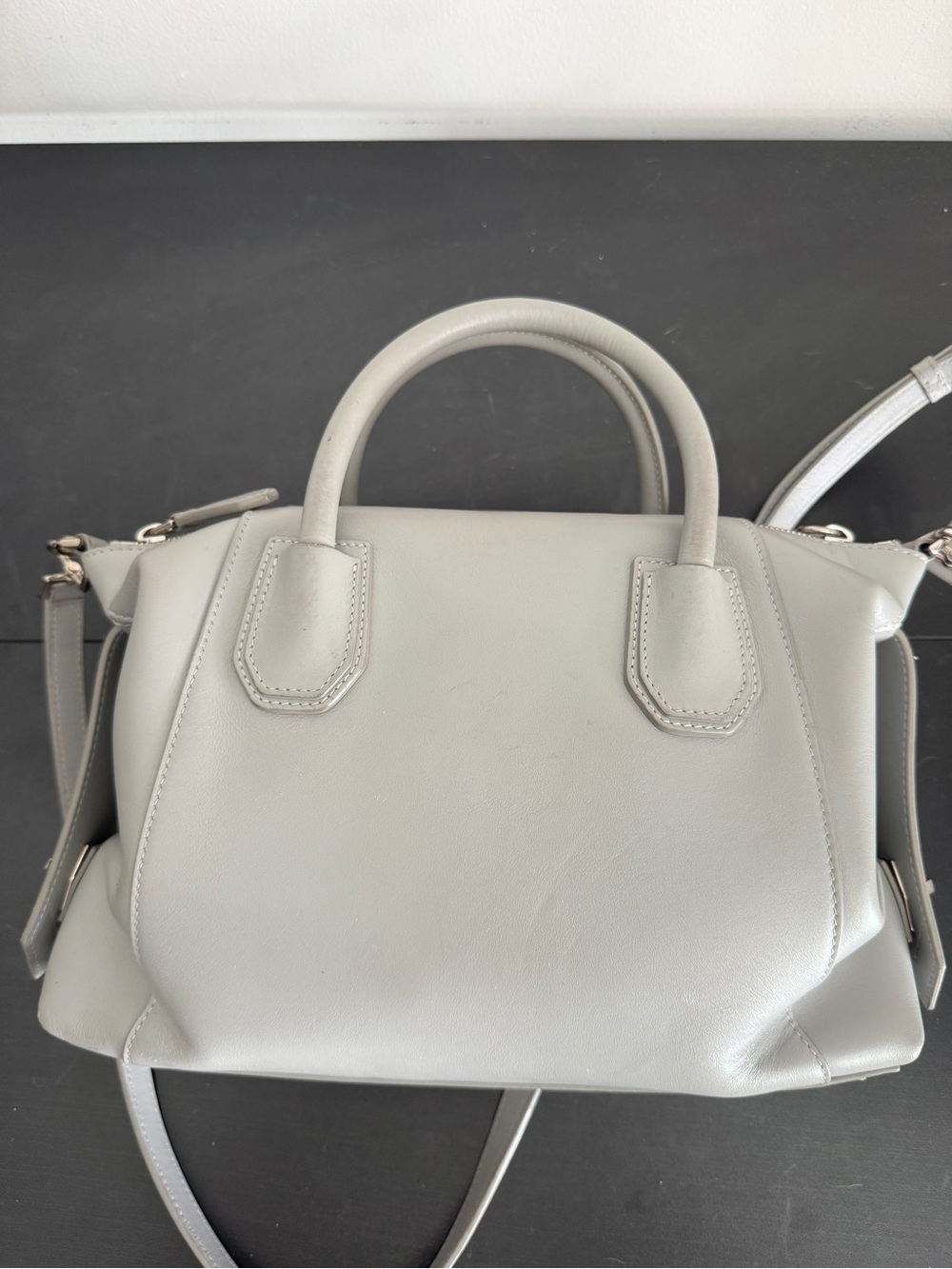 Givenchy Small Antigona Gray Leather Satchel Crossbody Bag - Picture 4 of 7